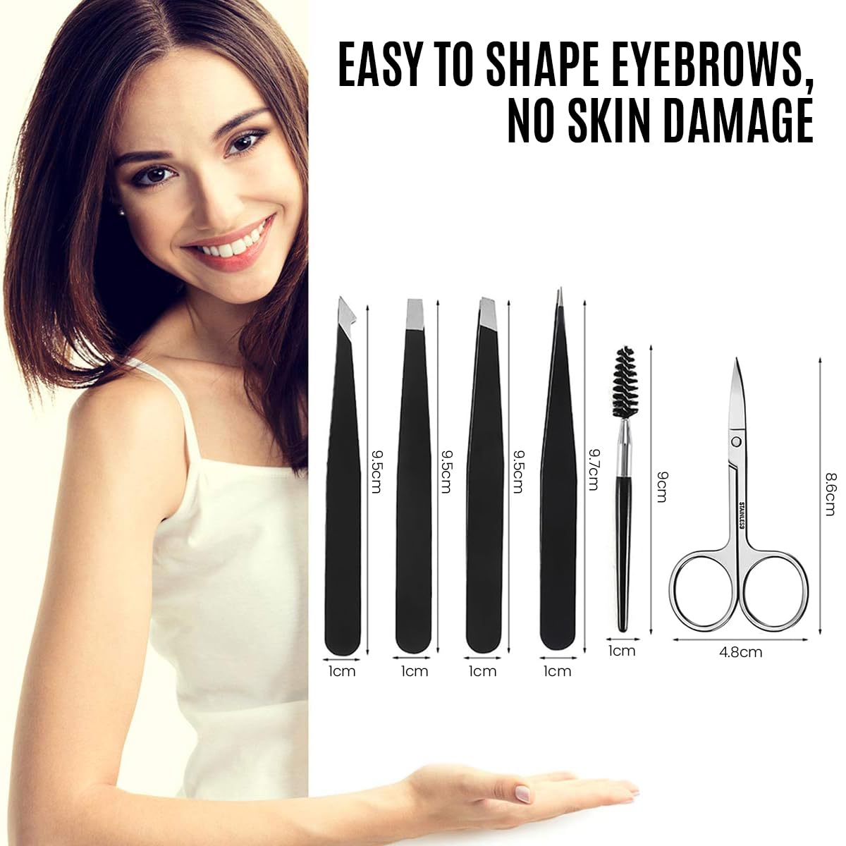 MAYCREATE 6pcs Eyebrow Tweezer Razor Set, Stainless Steel Precision Eyebrow Trimmer for Women Men, Includes Scissors, Eyelash Brush & 4 Styles Tweezer for Eyebrow with Tool Pouch MAYCREATE 6pcs Eyebrow Tweezer Razor Set, Stainless Steel Precision Eyebrow Trimmer for Women Men, Includes Scissors, Eyelash Brush & 4 Styles Tweezer for Eyebrow with Tool Pouch